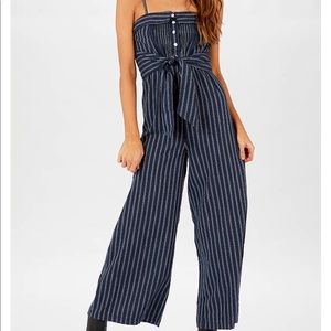 Blue and White Striped Jumpsuit